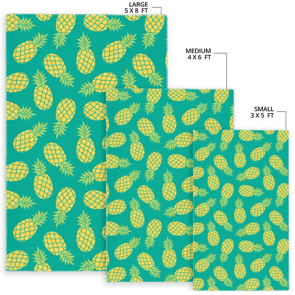 Pineapples Pattern Green Background Area Rug