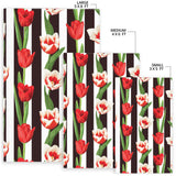 Red And White Tulips Pattern Area Rug