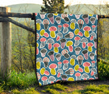 Colorful Mushroom Design Pattern Premium Quilt