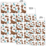 Sea Lion Seals Jellyfish Pattern Area Rug