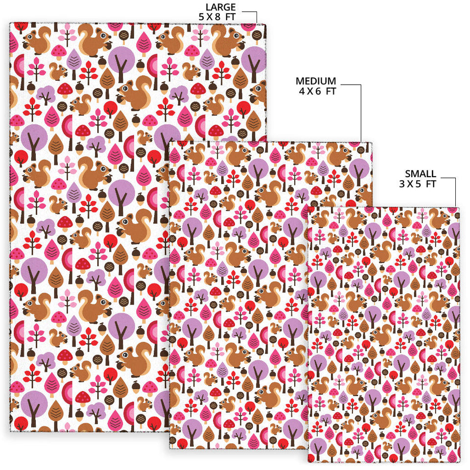Squirrel Pattern Print Design 02 Area Rug