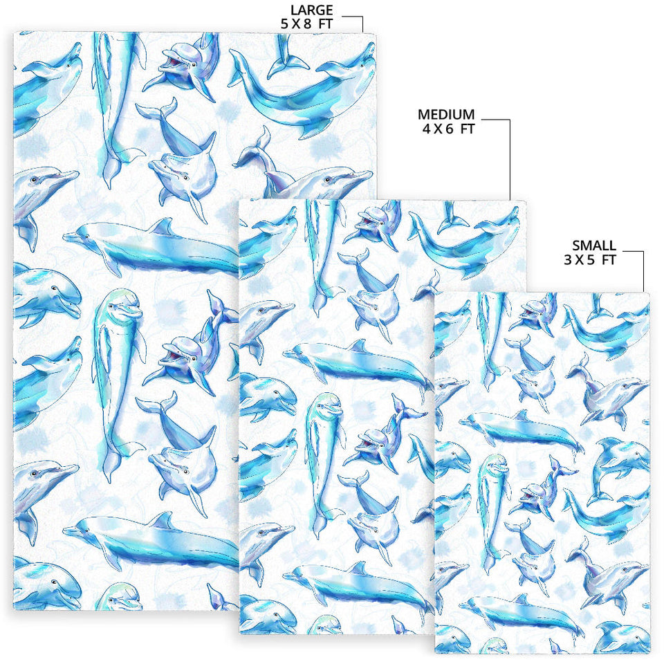 Watercolor Dolphin Pattern Area Rug