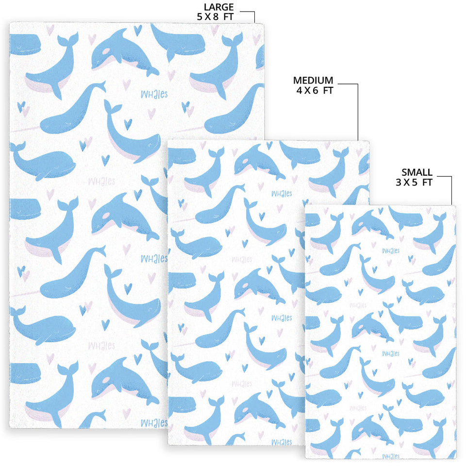 Blue Whale Pattern Area Rug