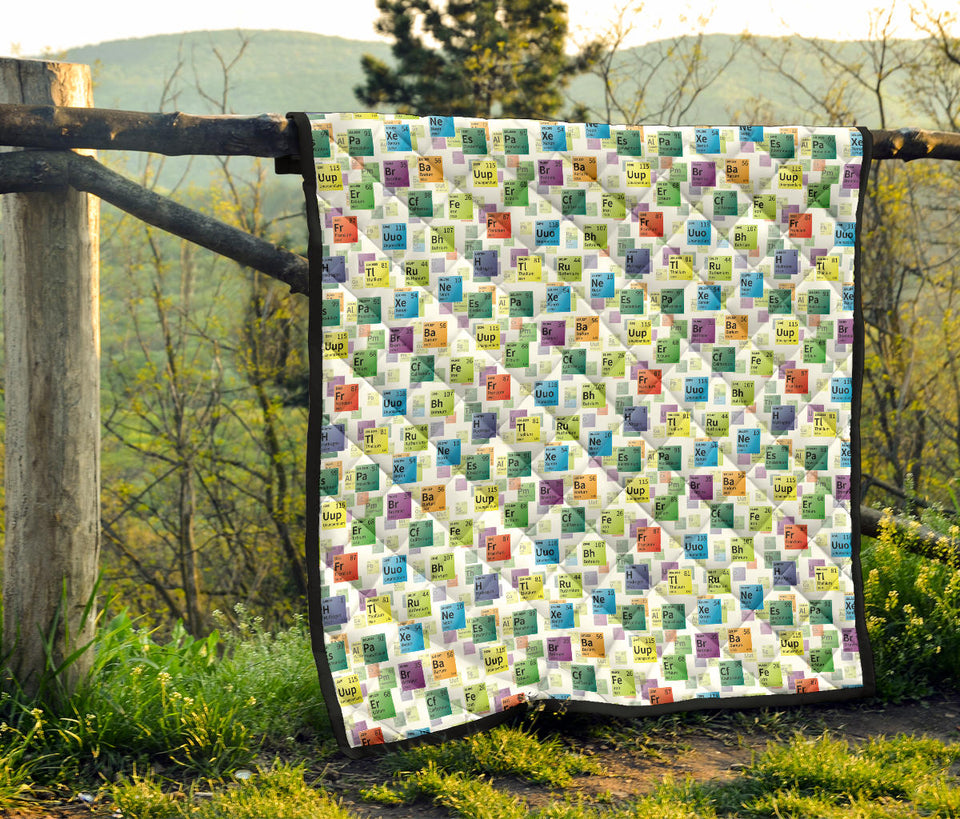 Chemistry Periodic Table Pattern Print Design 05 Premium Quilt