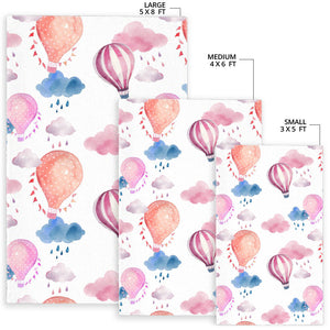 Watercolor Air Balloon Cloud Pattern Area Rug