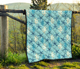 Blue Starfish Coral Reef Pattern Premium Quilt