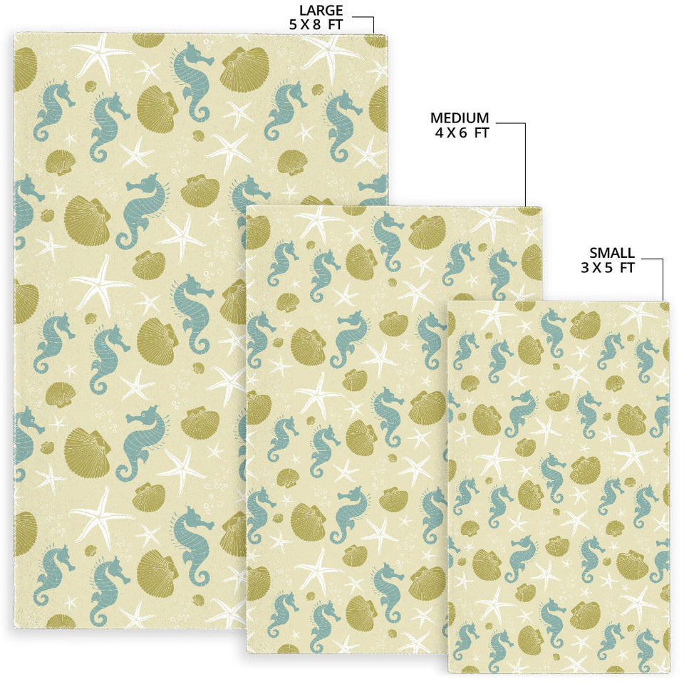 Seahorse Shell Starfish Pattern Background Area Rug