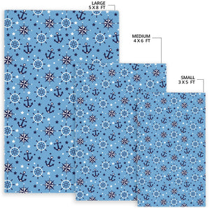 Anchors Rudder Compass Star Nautical Pattern Area Rug