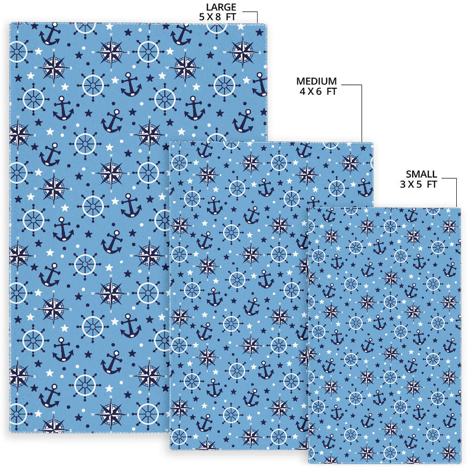 Anchors Rudder Compass Star Nautical Pattern Area Rug