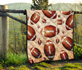 American Football Ball Design Pattern Premium Quilt