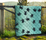 Sea Turtle With Blue Ocean Backgroud Premium Quilt