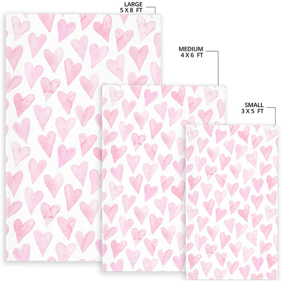 Watercolor Pink Heart Pattern Area Rug