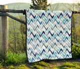 Zigzag  Chevron Blue Pattern Premium Quilt
