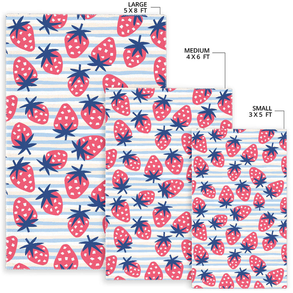 Strawberry Pattern Blue Lines Background Area Rug