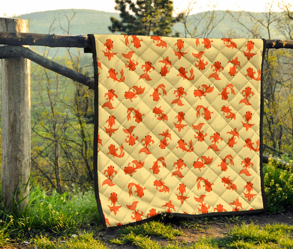 Goldfish Pattern Print Design 02 Premium Quilt