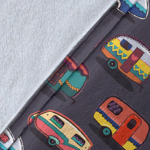 Camper Van Pattern Print Design 02 Premium Blanket