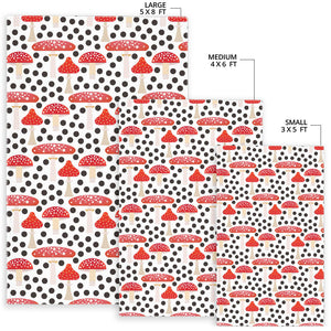 Red Mushroom Dot Pattern Area Rug