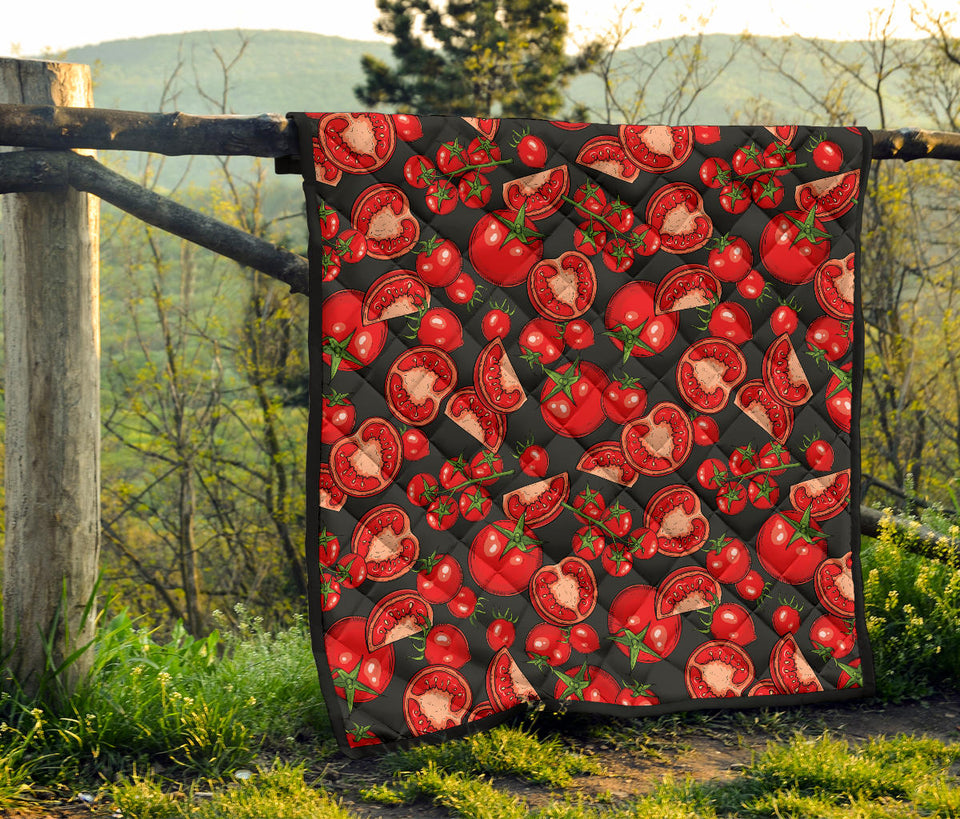 Tomato Black Background Premium Quilt