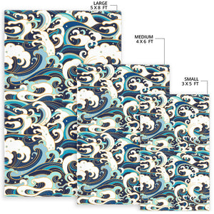 Japanese Wave Pattern Area Rug