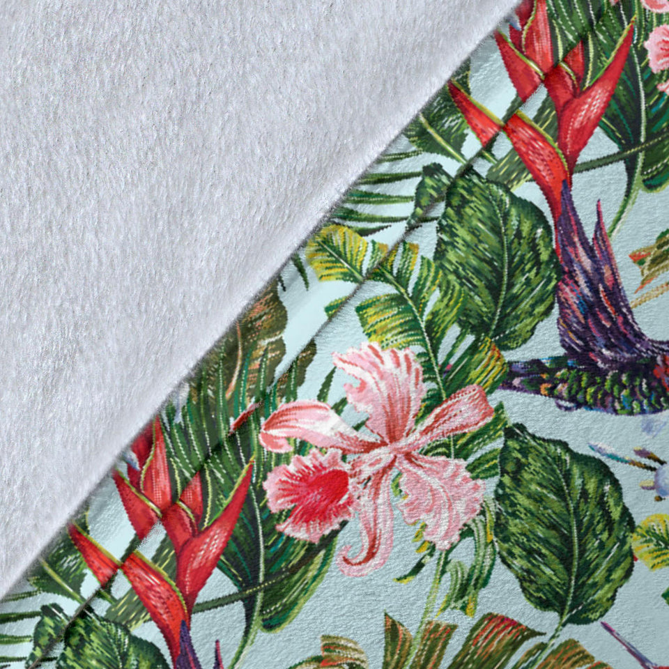 Hummingbird Pattern Print Design 05 Premium Blanket