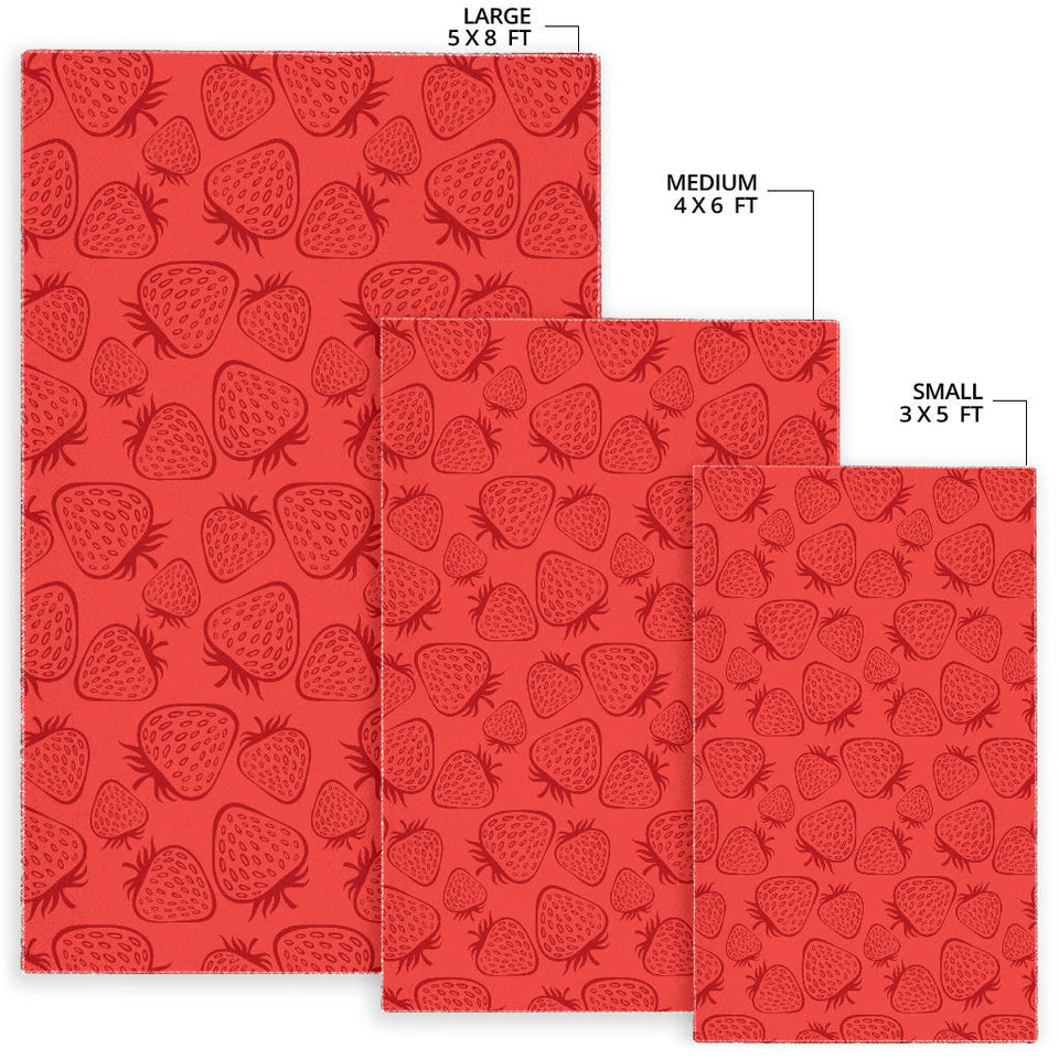Strawberry Pattern Red Background Area Rug