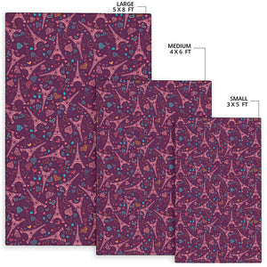 Eiffel Tower Heart Pattern Print Design 04 Area Rug