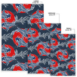 Koi Fish Carp Fishs Hand Drawn Japanese Art Area Rug