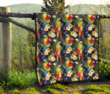 Colorful Parrot Flower Pattern Premium Quilt