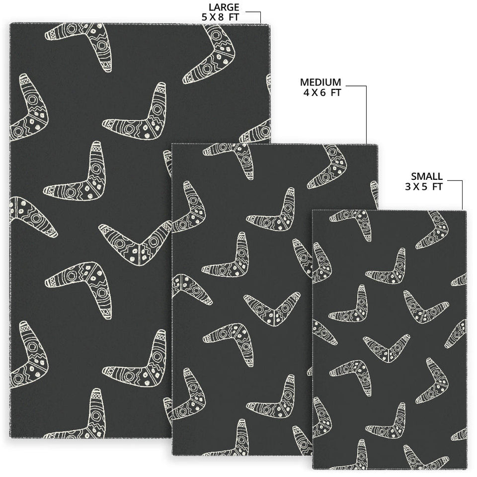 Hand Drawn Boomerang Australian Aboriginal Ornament Area Rug