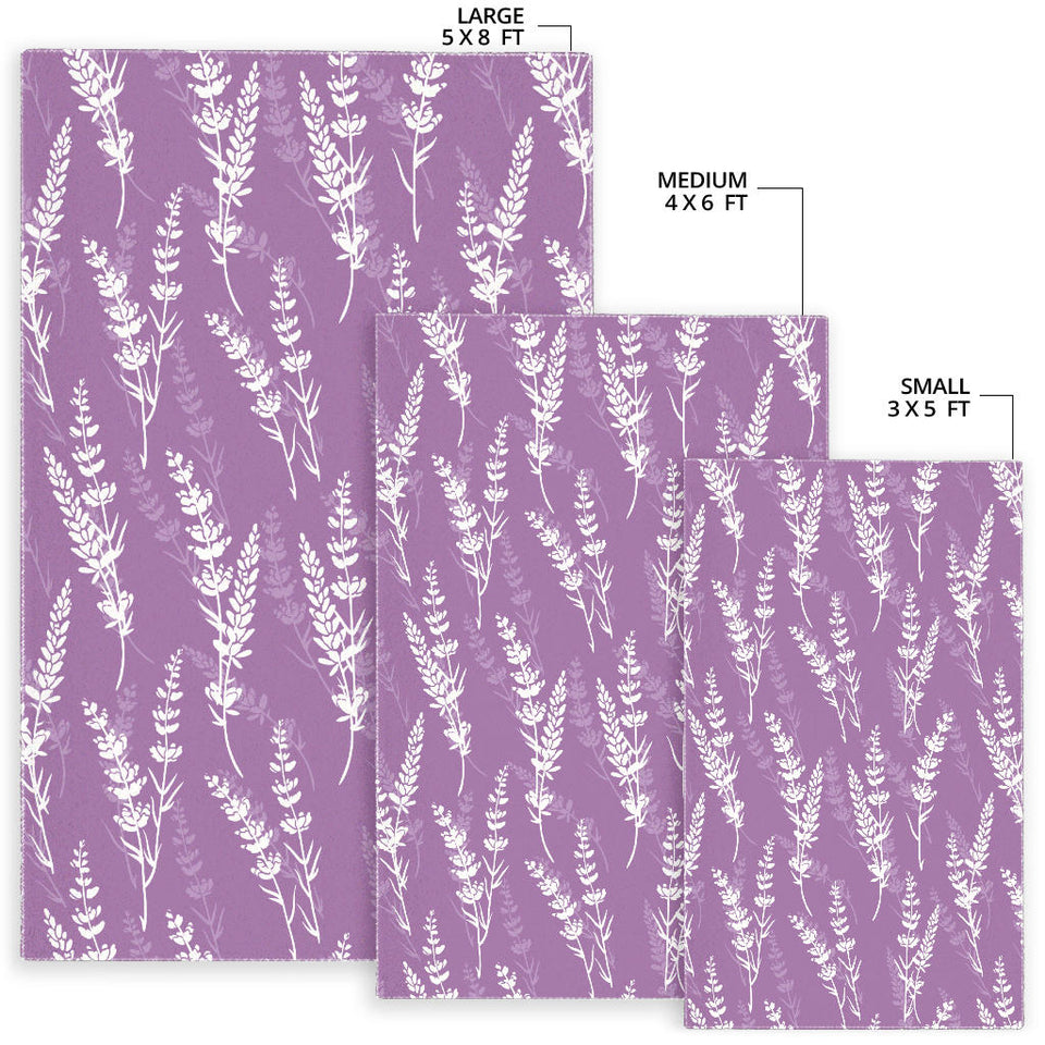 Lavender Flowers Purple Pattern Area Rug
