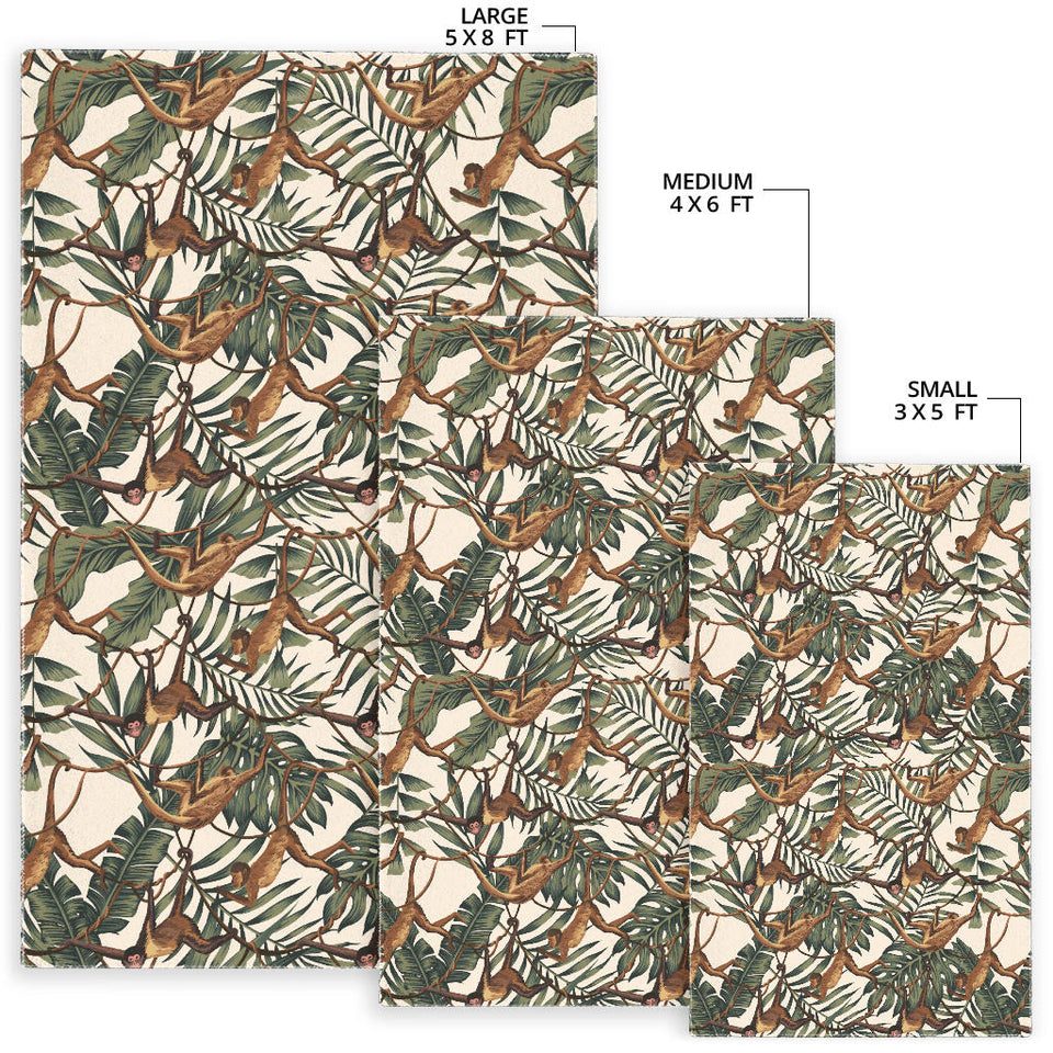 Monkey Tropical Leaves Background Area Rug