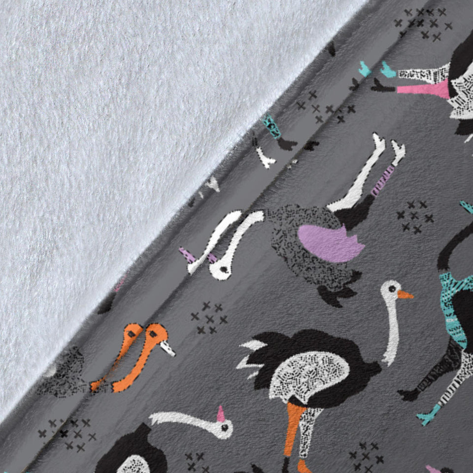 Ostrich Pattern Print Design 01 Premium Blanket