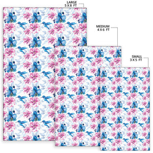 Hummingbird Pattern Print Design 02 Area Rug