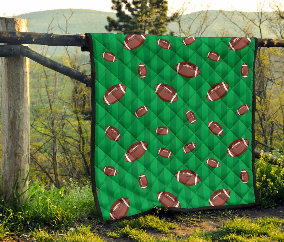 American Football Ball Field Background Premium Quilt