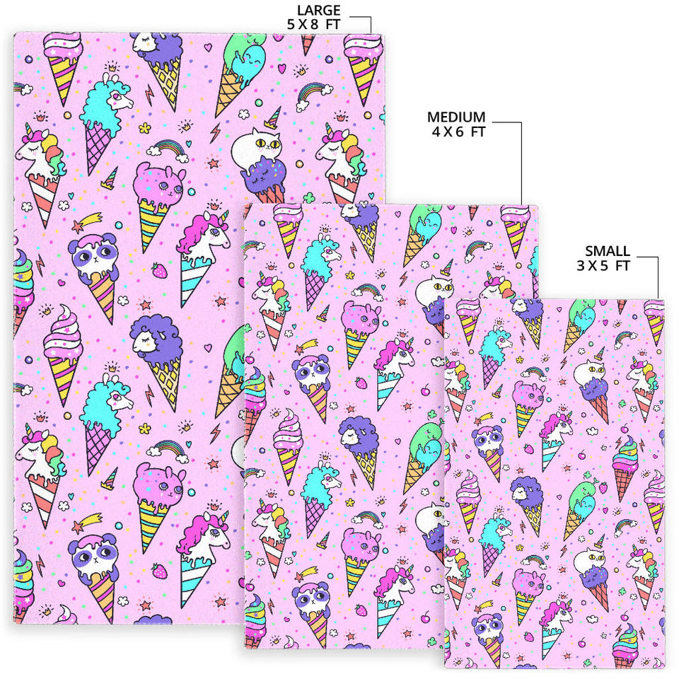 Cute Ice Cream Cone Animal Pattern Area Rug