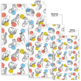 Siberian Husky And Colorful Circle Pattern Area Rug