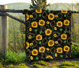 Sunflower Golden Polygonal Shapes Premium Quilt