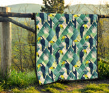 Toucan Tropical Leaves Design Pattern  Premium Quilt