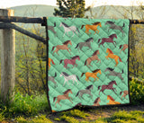 Colorful Horses Pattern Premium Quilt