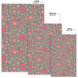 Red Gold Sakura Cherry Blossom Gray Background Area Rug