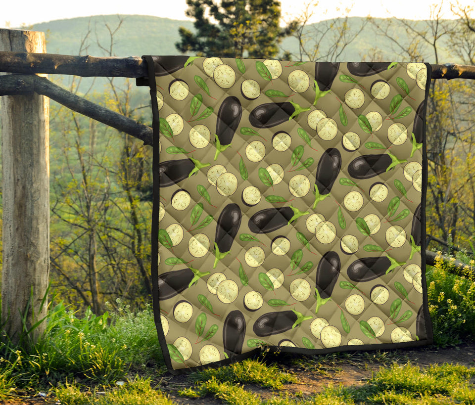 Eggplant Pattern Print Design 02 Premium Quilt