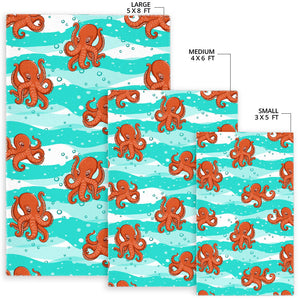 Octopuses Sea Wave Background Area Rug