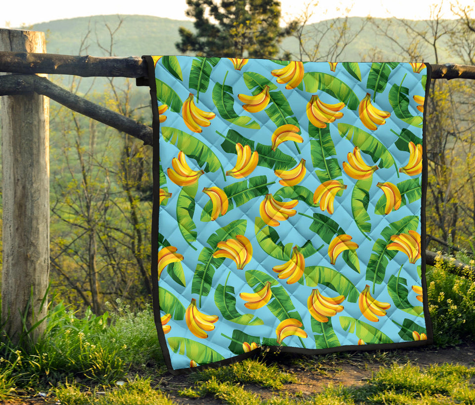 Banana Leaves Banana Design Pattern Premium Quilt