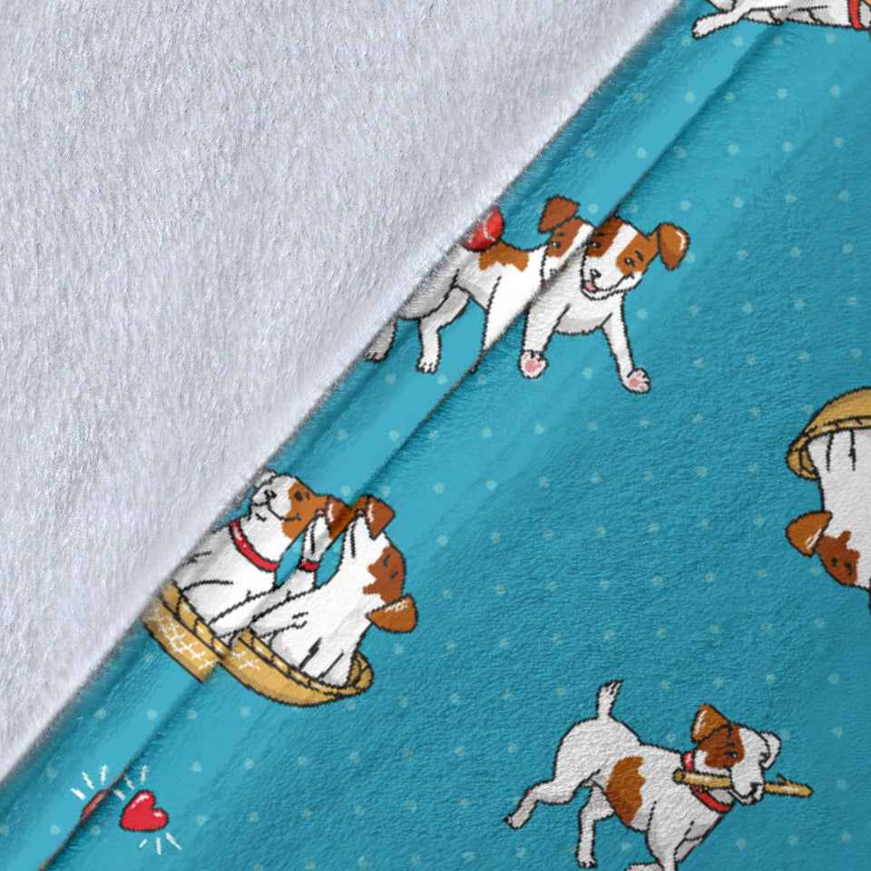 Jack Russel Pattern Print Design 03 Premium Blanket