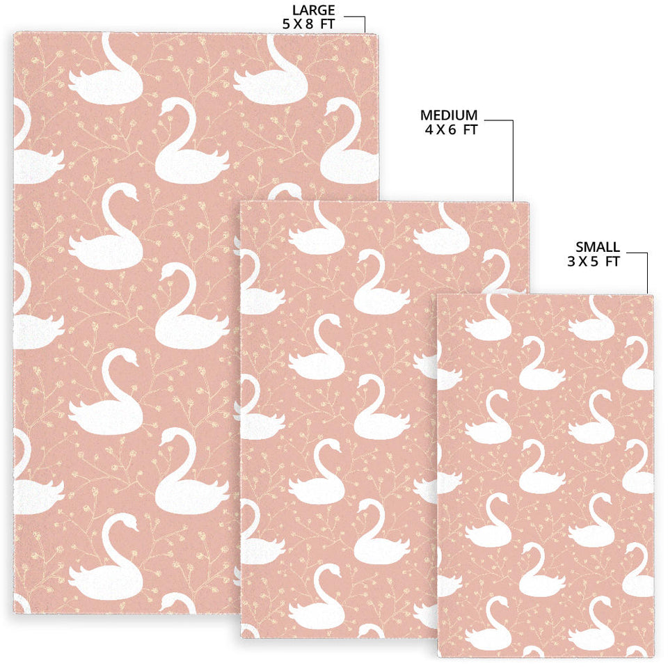Swan Flower Light Pink Background Area Rug