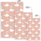 Swan Flower Light Pink Background Area Rug