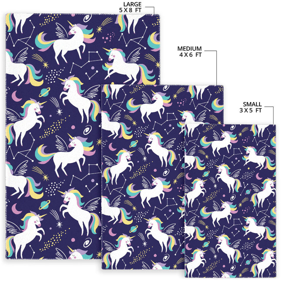 Hand Drawn Cute Unicorn Star Planet Area Rug