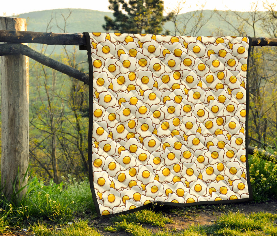 Fried Eggs Pattern Print Design 02 Premium Quilt