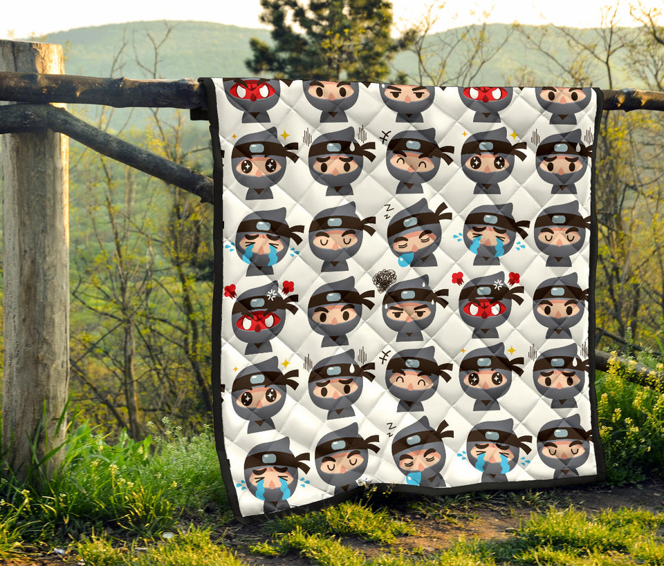 Cute Ninja Design Pattern Premium Quilt