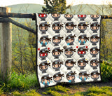 Cute Ninja Design Pattern Premium Quilt